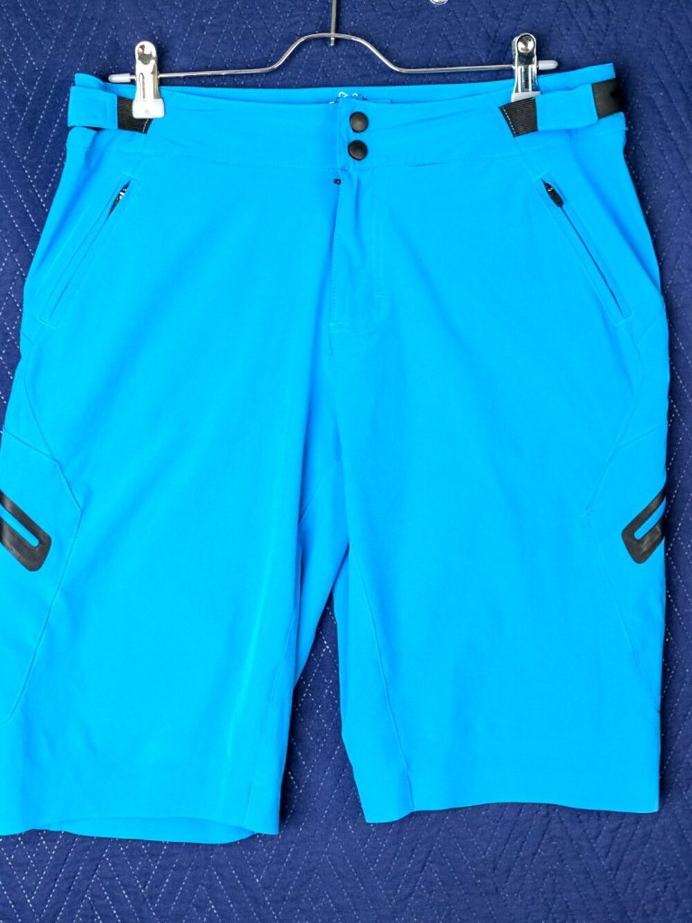 Zoic Mountain Bike Shorts Mens Large Blue MTB Cycling Zip Pockets Stretch